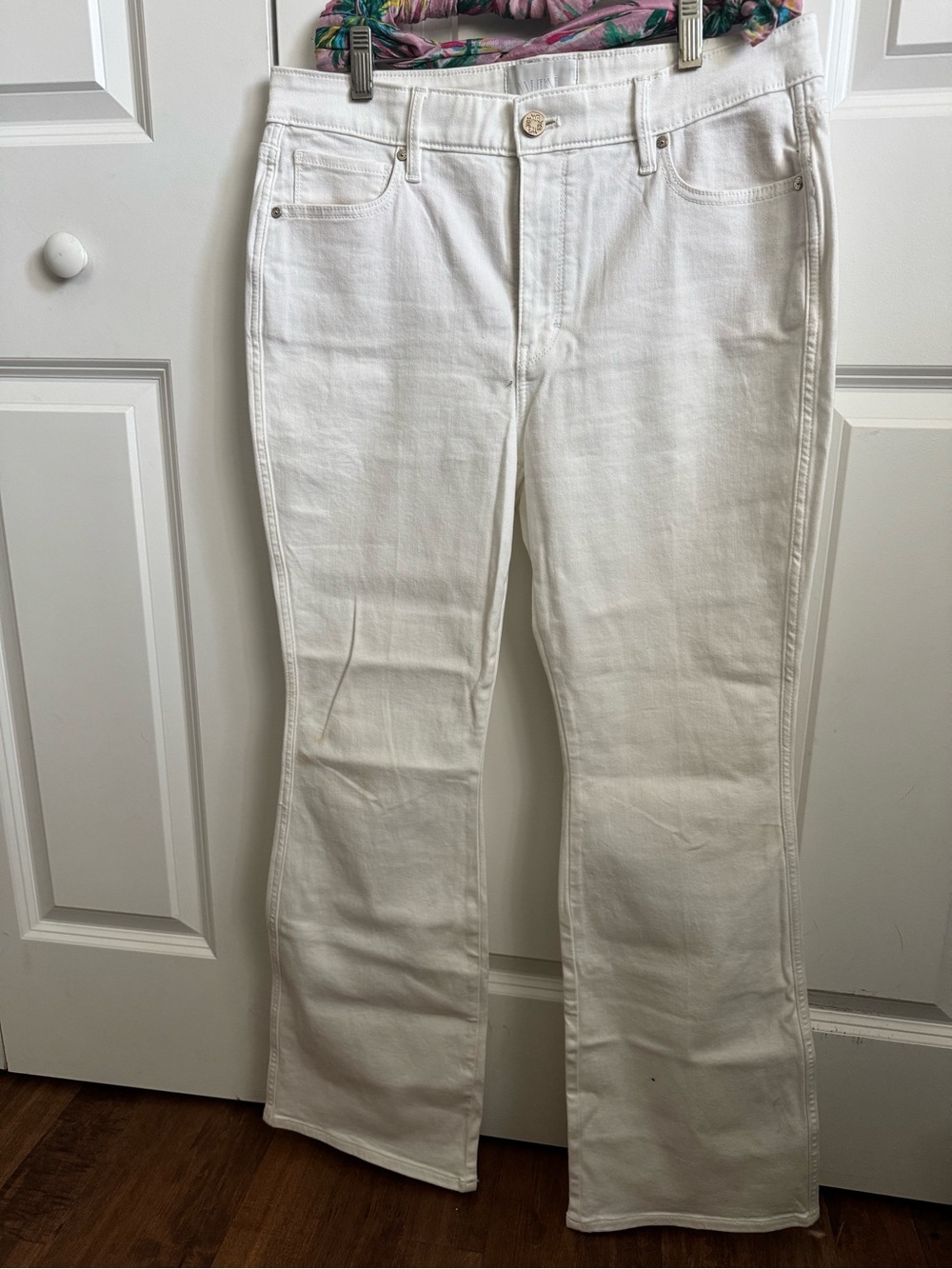 White House Black Market Women's White Flare Jeans